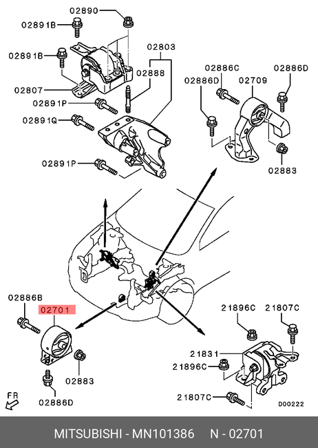 фото Mitsubishi MN101386 Подушка двигателя | перед лев | Mitsubishi MN101386 Подушка двигателя | перед лев |