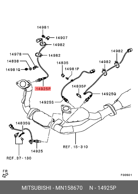 фото Mitsubishi MN158670 Датчик кислородный Mitsubishi MN158670 Датчик кислородный