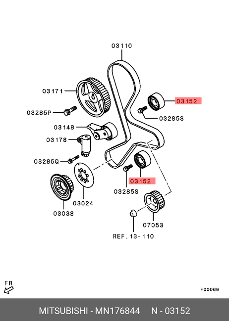 фото Mitsubishi MN176844 Ролик натяжной ( 1145a078 ) Mitsubishi MN176844 Ролик натяжной ( 1145a078 )