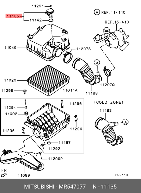 фото Mitsubishi MR547077 Датчик расхода воздуха Mitsubishi MR547077 Датчик расхода воздуха