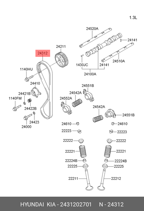 фото Hyundai/Kia 2431202701 Ремень грм Hyundai/Kia 2431202701 Ремень грм