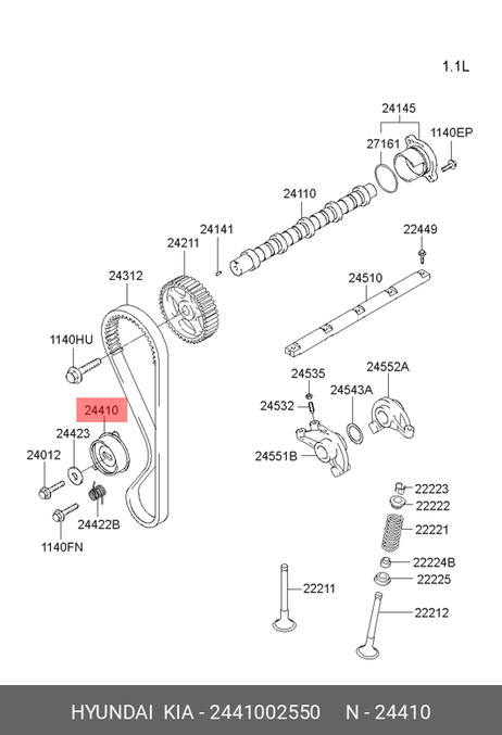 фото Hyundai/Kia 2441002550 Шкив натяжителя ремня грм Hyundai/Kia 2441002550 Шкив натяжителя ремня грм