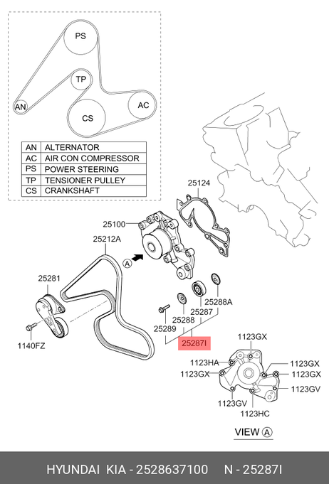 фото Hyundai/Kia 25286-37100 Ролик приводного ремня обводной Hyundai/Kia 25286-37100 Ролик приводного ремня обводной