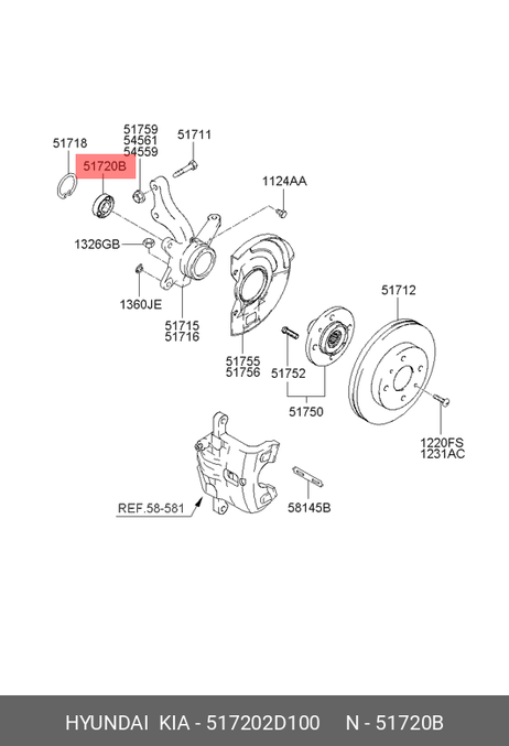 фото Hyundai/Kia 51720-2D100 Подшипник ступицы передней hyundai Elantra | перед | Hyundai/Kia 51720-2D100 Подшипник ступицы передней hyundai Elantra | перед |