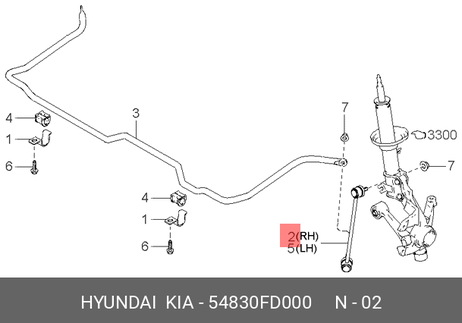 фото Hyundai/Kia 54830FD000 Стойка переднего стабилизатора правая | перед | Hyundai/Kia 54830FD000 Стойка переднего стабилизатора правая | перед |