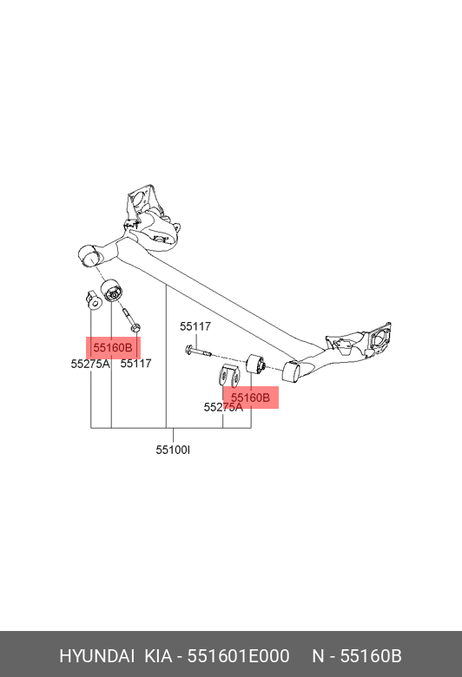 фото Hyundai/Kia 551601E000 Сайлентблок балки моста Hyundai/Kia 551601E000 Сайлентблок балки моста