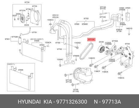 фото Hyundai/Kia 9771326300 Приводной ремень l=80см Hyundai/Kia 9771326300 Приводной ремень l=80см