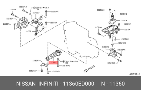 фото Nissan 11360-ED000 Подушка двигателя | перед лев | Nissan 11360-ED000 Подушка двигателя | перед лев |