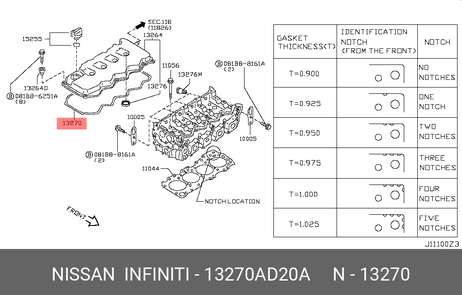 фото Nissan 13270-AD20A Прокладка крышки клапанов Nissan 13270-AD20A Прокладка крышки клапанов