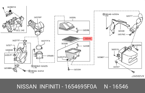 фото Nissan 16546-95F0A Фильтр воздушный Nissan 16546-95F0A Фильтр воздушный