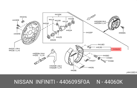 фото Nissan 44060-95F0A Колодки тормозные барабанные | зад | Nissan 44060-95F0A Колодки тормозные барабанные | зад |
