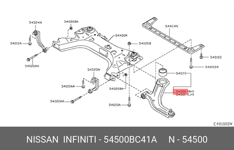фото Nissan 54500-BC41A Рычаг подвески | перед прав | Nissan 54500-BC41A Рычаг подвески | перед прав |