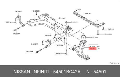 фото Nissan 54501-BC42A Рычаг подвески | перед лев | Nissan 54501-BC42A Рычаг подвески | перед лев |