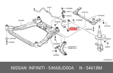 фото Nissan 54668-JD00A Стойка стабилизатора | перед лев | Nissan 54668-JD00A Стойка стабилизатора | перед лев |