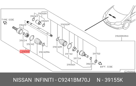 фото Nissan C9241-BM70J Пыльник ШРУСа Nissan C9241-BM70J Пыльник ШРУСа