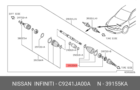 фото Nissan C9241-JA00A Пыльник ШРУСа Nissan C9241-JA00A Пыльник ШРУСа