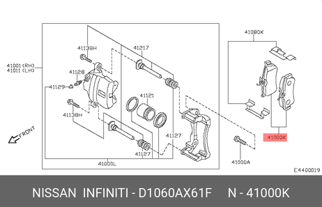 Nissan D1060-AX61F Колодки тормозные дисковые | перед |