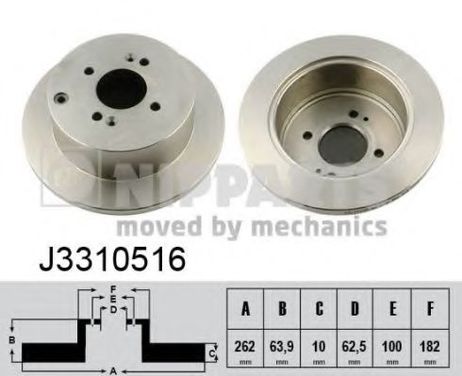 фото Nipparts J3310516 Диск тормозной | зад | Nipparts J3310516 Диск тормозной | зад |