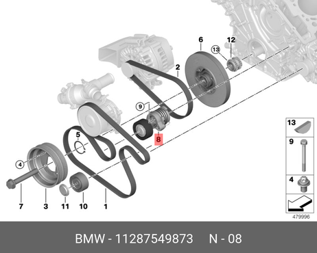 фото BMW 11 28 7 549 873 Ролик натяжной приводного ремня BMW 11 28 7 549 873 Ролик натяжной приводного ремня