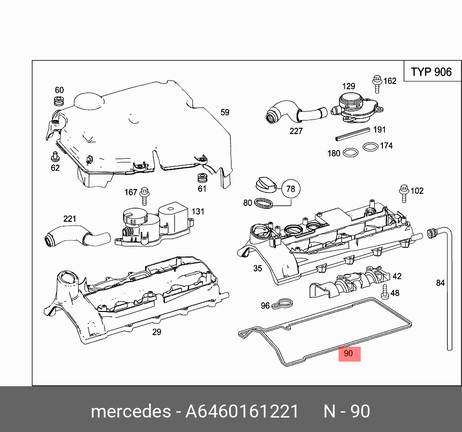 фото Mercedes A6460161221 Прокладка крышки клапанов Mercedes A6460161221 Прокладка крышки клапанов