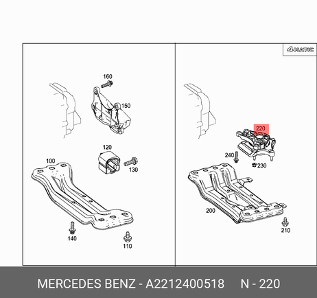 фото Mercedes A2212400518 Опора акпп | перед | Mercedes A2212400518 Опора акпп | перед |