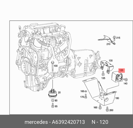 фото Mercedes A6392420713 Подушка двигателя | зад | Mercedes A6392420713 Подушка двигателя | зад |