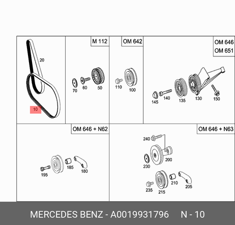 фото Mercedes A0019931796 Ремень клиновый 2280мм. Mercedes A0019931796 Ремень клиновый 2280мм.