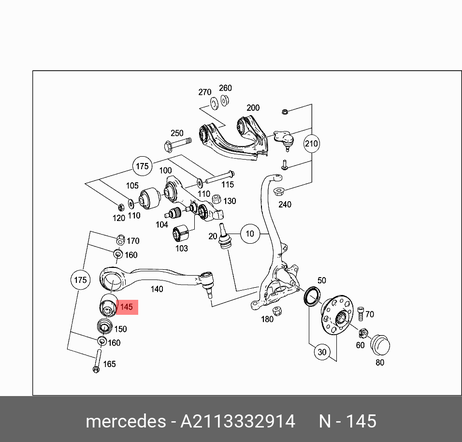 фото Mercedes A2113332914 Сайлентблок рычага подвески | перед лев | Mercedes A2113332914 Сайлентблок рычага подвески | перед лев |