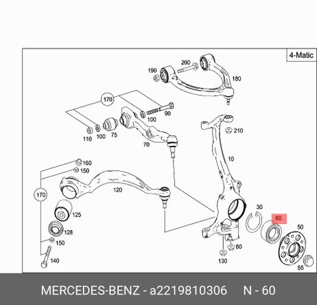 фото Mercedes A2219810306 Подшипник ступицы | перед | Mercedes A2219810306 Подшипник ступицы | перед |