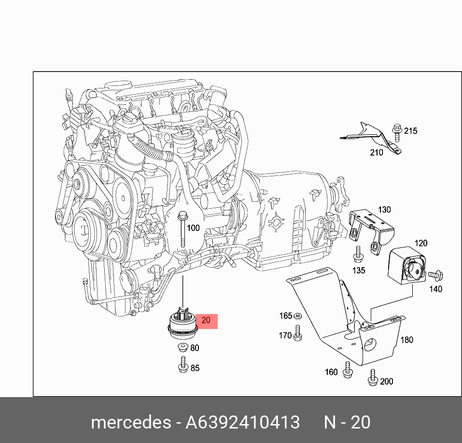 фото Mercedes A6392410413 Подушка двигателя | перед | Mercedes A6392410413 Подушка двигателя | перед |
