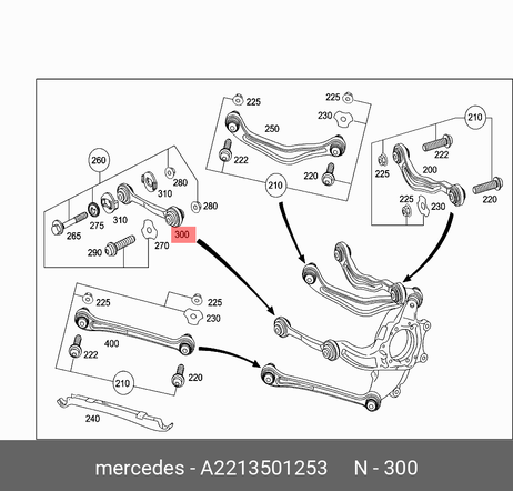 фото Mercedes A2213501253 Рычаг подвески | зад прав | Mercedes A2213501253 Рычаг подвески | зад прав |