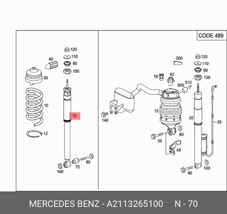 фото Mercedes A2113265100 Амортизатор | зад лев | Mercedes A2113265100 Амортизатор | зад лев |