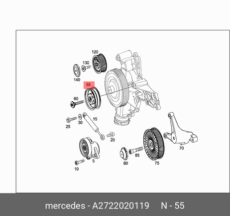 фото Mercedes A2722020119 Обводной ролик Mercedes A2722020119 Обводной ролик