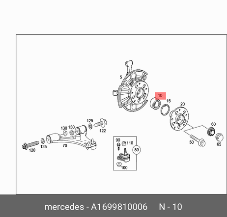 фото Mercedes A1699810006 Радиально-упорный подшипн | перед | Mercedes A1699810006 Радиально-упорный подшипн | перед |