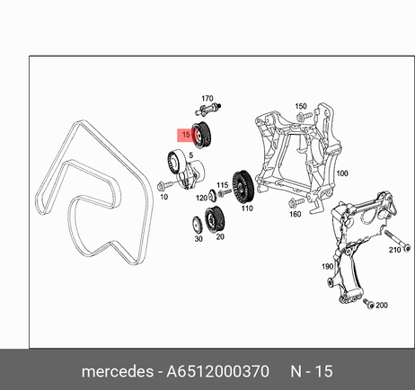 фото Mercedes A6512000370 Ролик обводной навесного оборудования Mercedes A6512000370 Ролик обводной навесного оборудования