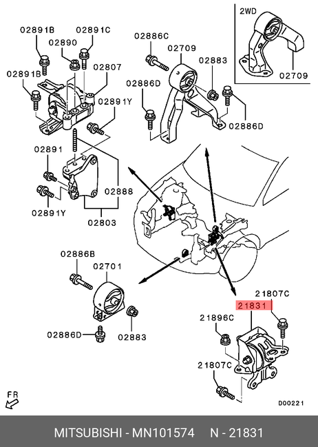 фото Mitsubishi MN101574 Кронштейн крепления кпп | лев | Mitsubishi MN101574 Кронштейн крепления кпп | лев |