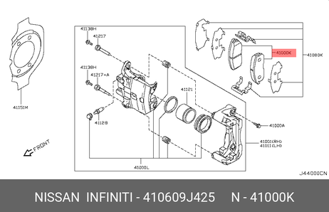 фото Nissan 41060-9J425 Колодки тормозные дисковые | перед прав/лев | Nissan 41060-9J425 Колодки тормозные дисковые | перед прав/лев |