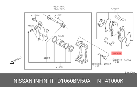 фото Nissan D1060-BM50A Колодки тормозные дисковые | перед | Nissan D1060-BM50A Колодки тормозные дисковые | перед |
