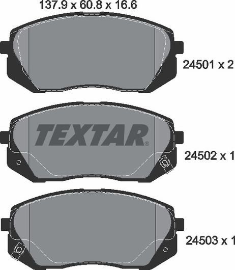 фото Textar 2450101 Колодки тормозные дисковые с противошумной пластиной Q+ | перед | Textar 2450101 Колодки тормозные дисковые с противошумной пластиной Q+ | перед |