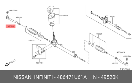 фото Nissan 48647-1U61A Наконечник рулевой тяги | прав | Nissan 48647-1U61A Наконечник рулевой тяги | прав |