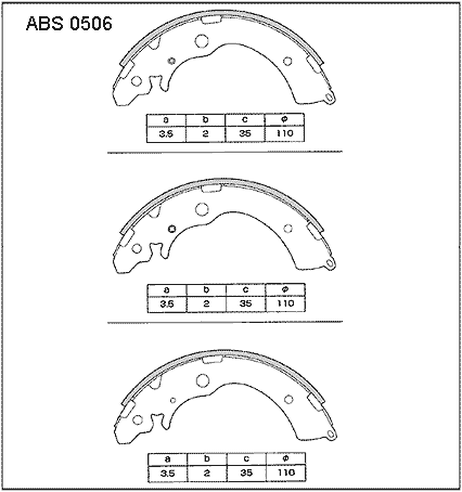 фото Allied Nippon ABS0506 Колодки тормозные барабанные | зад | Allied Nippon ABS0506 Колодки тормозные барабанные | зад |