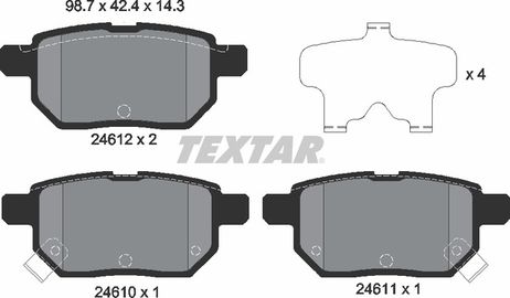 фото Textar 2461001 Колодки тормозные дисковые | зад | Textar 2461001 Колодки тормозные дисковые | зад |