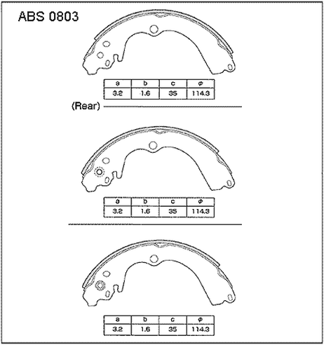 фото Allied Nippon ABS0803 Колодки тормозные барабанные | зад | Allied Nippon ABS0803 Колодки тормозные барабанные | зад |