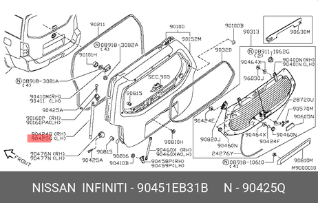фото Nissan 90451-EB31B Амортизатор крышки багажника Nissan 90451-EB31B Амортизатор крышки багажника