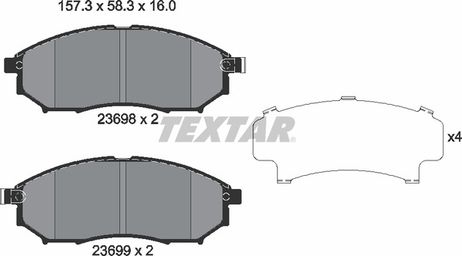 фото Textar 2369801 Колодки тормозные дисковые | перед/зад | Textar 2369801 Колодки тормозные дисковые | перед/зад |