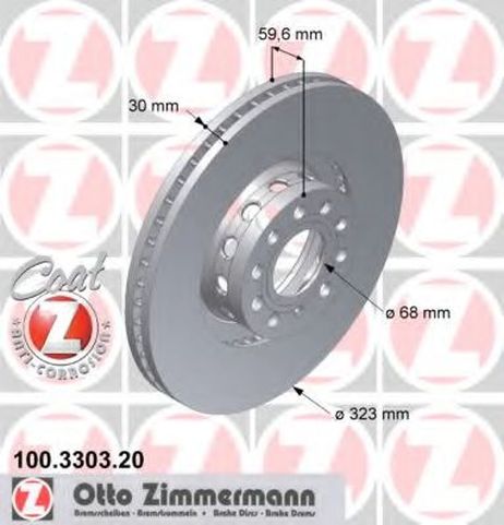 фото Zimmermann 100.3303.20 Диск тормозной | перед | Zimmermann 100.3303.20 Диск тормозной | перед |