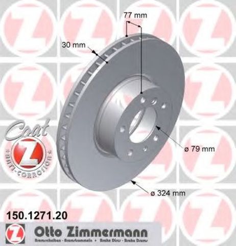 фото Zimmermann 150.1271.20 Диск тормозной | перед | Zimmermann 150.1271.20 Диск тормозной | перед |