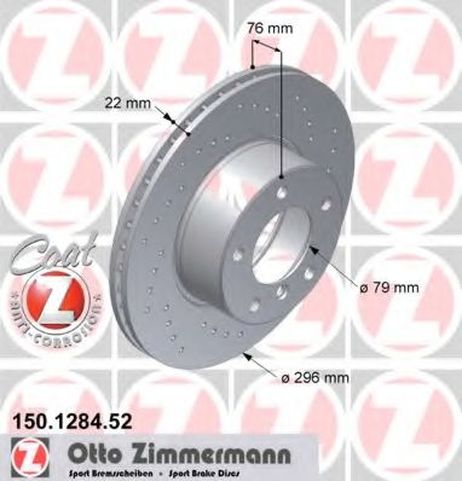 фото Zimmermann 150.1284.52 Диск тормозной | перед | Zimmermann 150.1284.52 Диск тормозной | перед |