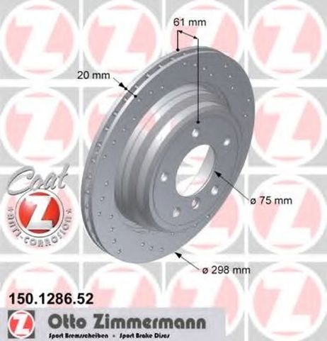 фото Zimmermann 150.1286.52 Диск тормозной | зад | Zimmermann 150.1286.52 Диск тормозной | зад |