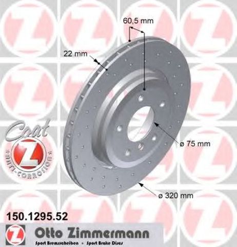 фото Zimmermann 150.1295.52 Диск тормозной Zimmermann 150.1295.52 Диск тормозной